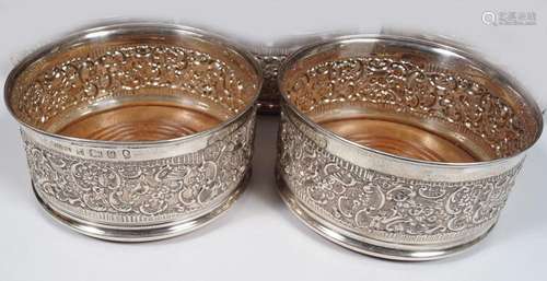 PAIR SILVER WINE COASTERS