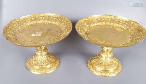 PAIR 19TH-CENTURY GILDED SHEFFIELD TAZZAS