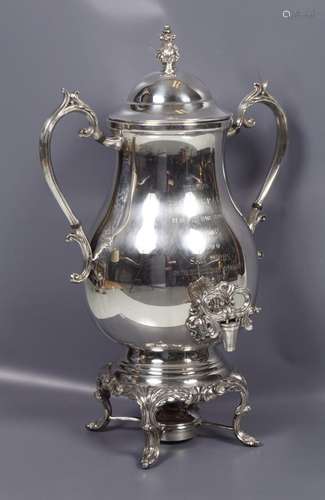 LARGE SILVER-PLATED TEA URN