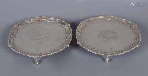 PAIR OF 18TH-CENTURY SILVER CARD TRAYS