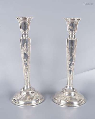 PAIR OF IRISH SILVER CANDLESTICKS