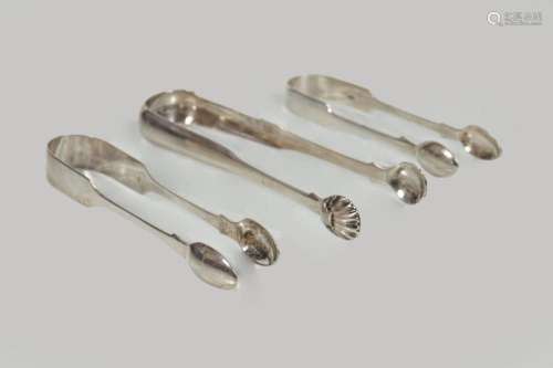 3 SILVER SUGAR TONGS