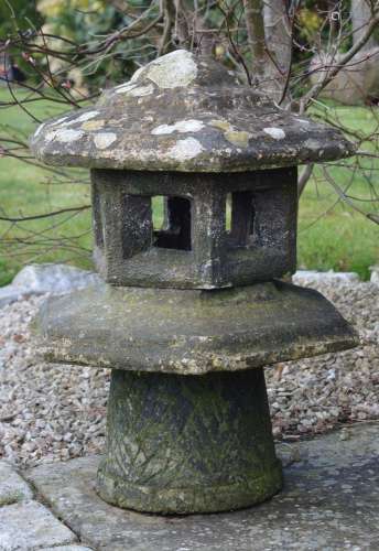 19TH-CENTURY STONE CHINESE GARDEN LANTERN