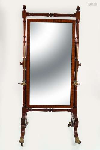 REGENCY PERIOD MAHOGANY CHEVAL MIRROR