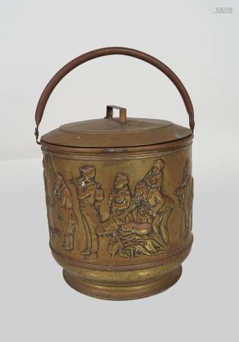 EDWARDIAN BRASS AND COPPER COAL BUCKET
