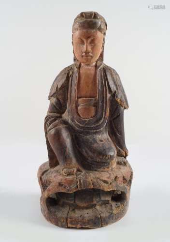 CHINESE QING CARVED WOOD FIGURE