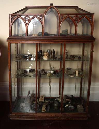 19TH-CENTURY GOTHIC COLLECTOR'S DISPLAY CABINET