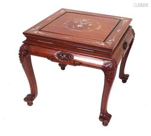 CHINESE HARDWOOD & MOTHER O'PEARL INLAID TABLE