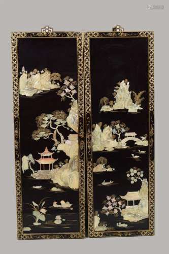 SET OF 4 CHINESE LACQUERED PANELS