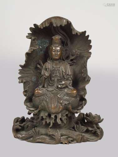 CHINESE QING BRONZE GUANYIN