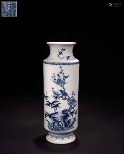 Blue and White Plum Bamboo Bird and Animal Pattern Appreciat...