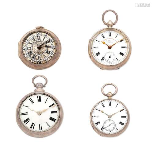 A lot of 4 silver key wind pocket watches (4)  Various dates