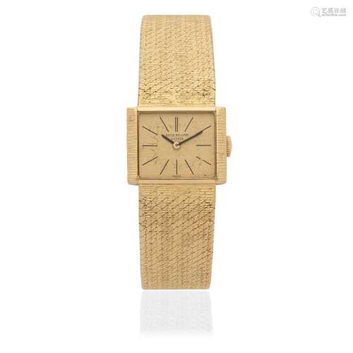 Patek Philippe. A lady's 18K gold manual wind bracelet watch...