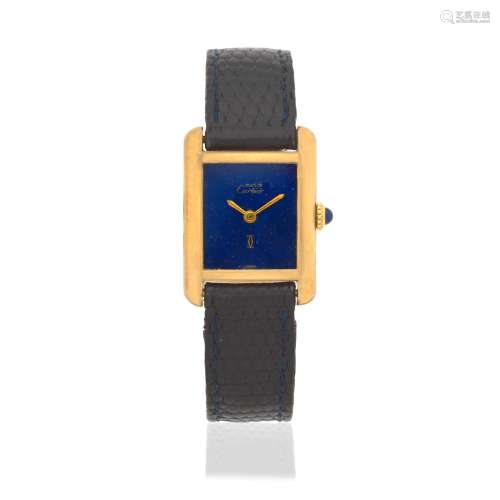 【Y】Cartier. A lady's silver gold plated manual wind wristwat...