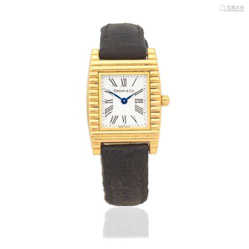 【Y】Tiffany & Co. A lady's 18K gold quartz wristwatch Cir...