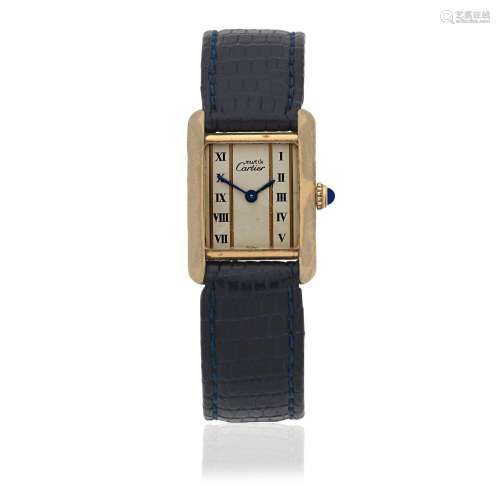 【Y】Cartier. A lady's gold plated silver quartz wristwatch  T...