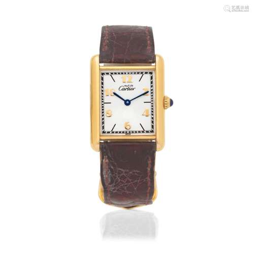 【Y】Cartier. A lady's silver gold plated quartz wristwatch  T...