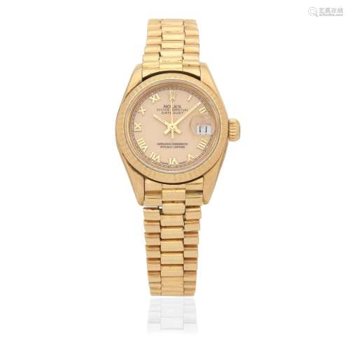 Rolex. A lady's 18K gold automatic calendar bracelet watch  ...