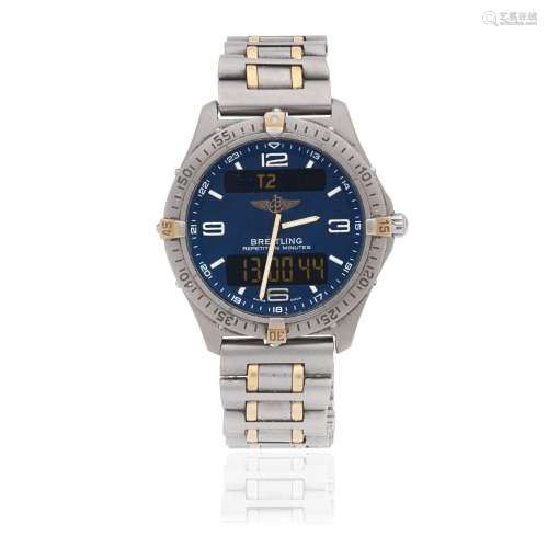 Breitling. A titanium and gilt quartz bracelet watch   Aeros...