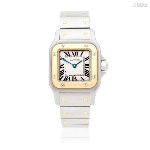 Cartier. A lady's stainless steel and gold quartz bracelet w...
