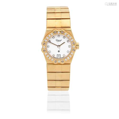 Chopard. A lady's 18K gold diamond set quartz calendar brace...