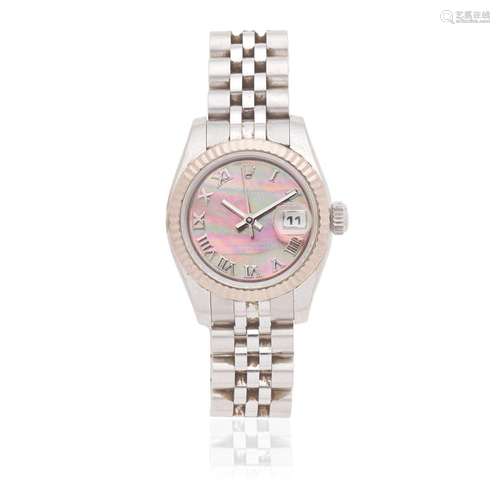 【R】Rolex. A lady's stainless steel automatic calendar bracel...