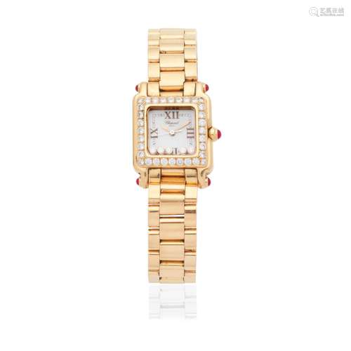 【R】Chopard. A lady's 18K gold diamond set quartz bracelet wa...