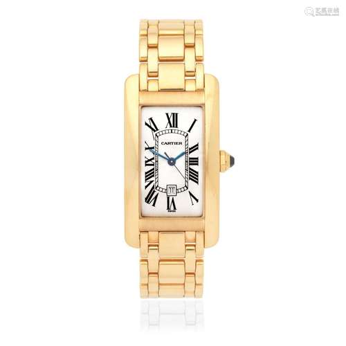 Cartier. An 18K gold automatic calendar bracelet watch  Tank...