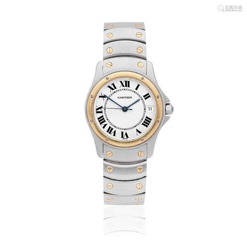 Cartier. A lady's stainless steel and gold automatic calenda...