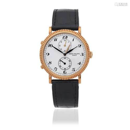 【Y】Patek Philippe. An 18K gold manual wind wristwatch with d...