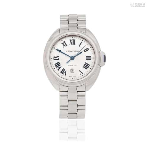 Cartier. A lady's stainless steel automatic calendar bracele...