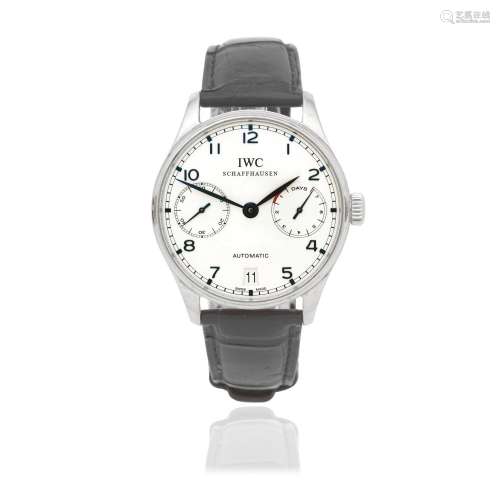 【Y】IWC. A stainless steel automatic calendar wristwatch with...