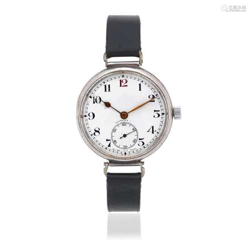 Longines. A silver manual wind trench style wristwatch  Lond...