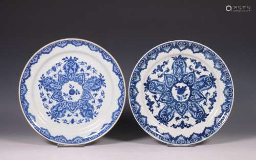 China, two blue and white porcelain ruyi plates, early 18th ...