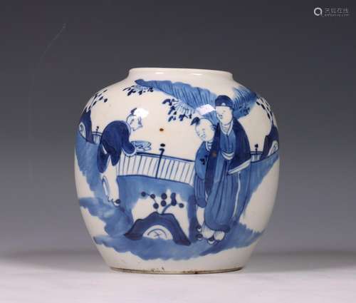 China, blue and white porcelain ginger jar, 18th/19th centur...