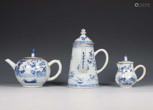 China, collection of blue and white porcelain teaware, 18th ...