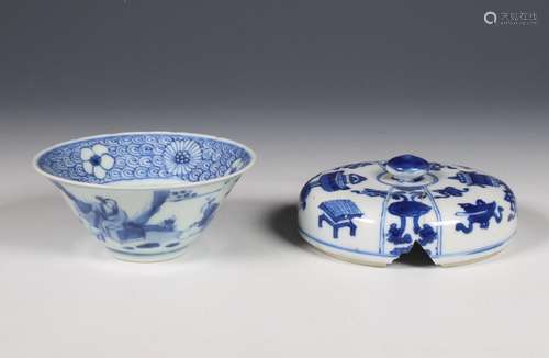 China, blue and white porcelain flared cup, 17th century,