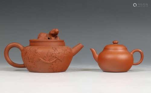 China, two Yixing earthenware teapots and covers,