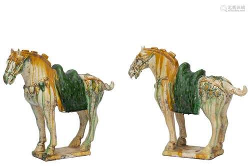 China, pair of sancai-glazed Ming-style models of horses,