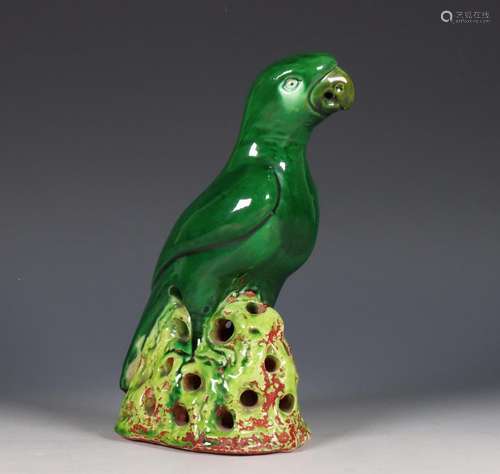 China, green-glazed model of a parrot, 20th century,