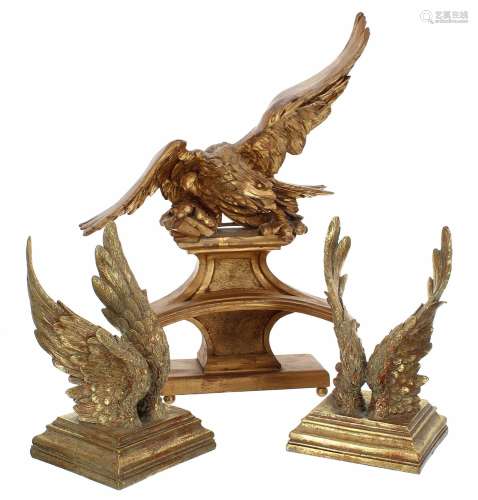 19th century carved giltwood eagle,modelled with outstretche...