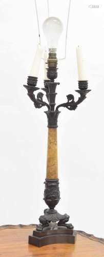 French cast bronze and giallo antico marble candelabra, conv...