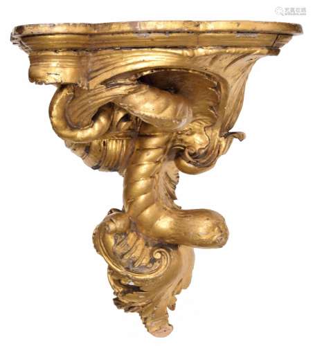 European carved giltwood wall bracket, possibly 18th century...