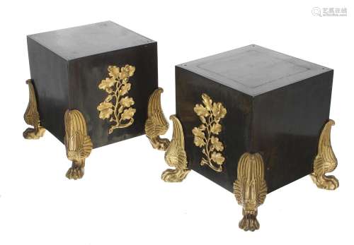 Pair of early 19th century parcel gilt and patinated bronze ...