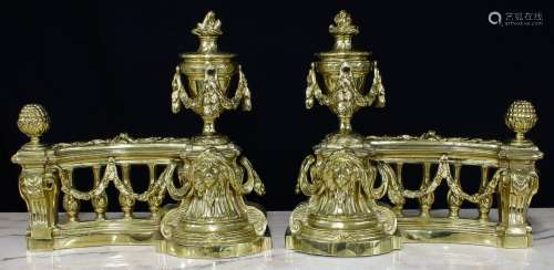 Good pair of large decorative gilt metal chenets in the Loui...