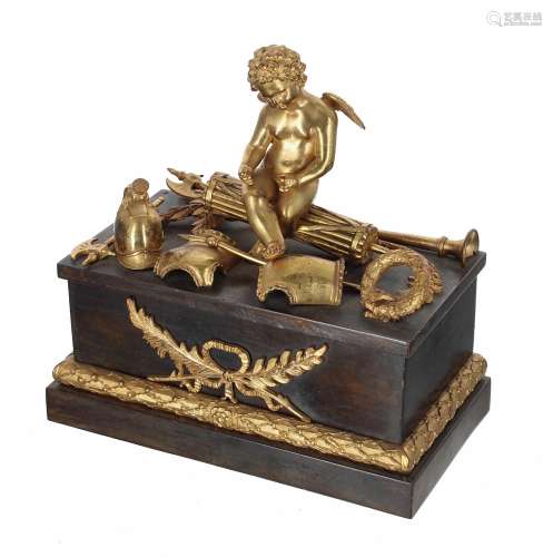 French 19th century bronze and ormolu figural inkstand, the ...