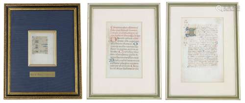 Three interesting framed illuminated manuscript pages, withi...