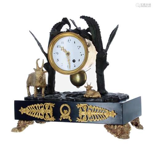 French Empire ormolu and bronze mantel clock,the movement wi...
