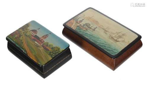 Russian St Petersburg mahogany and papier mache lacquered bo...