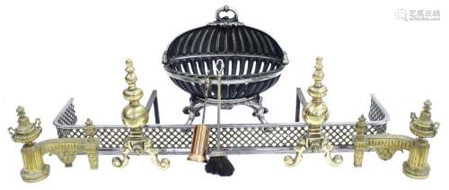 Good cast steel oval fire basket in the Adam style, 17 high,...